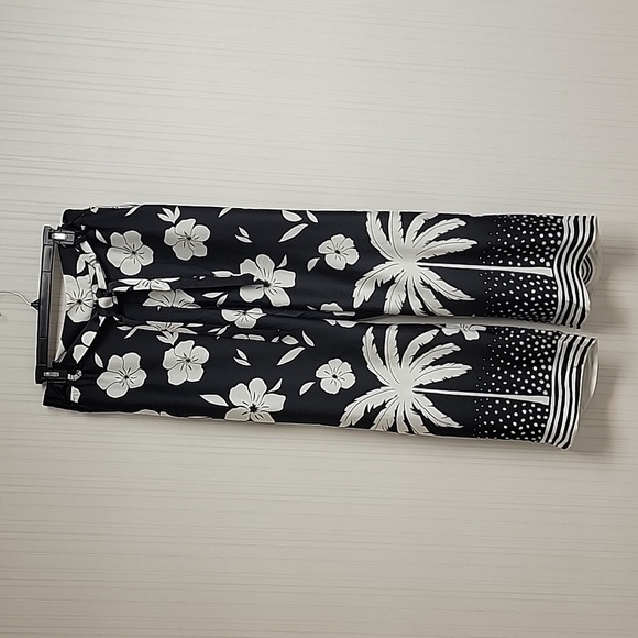 New with tags Talbots polyester black white pants, elastic waist tie sz medium - Picture 5 of 10